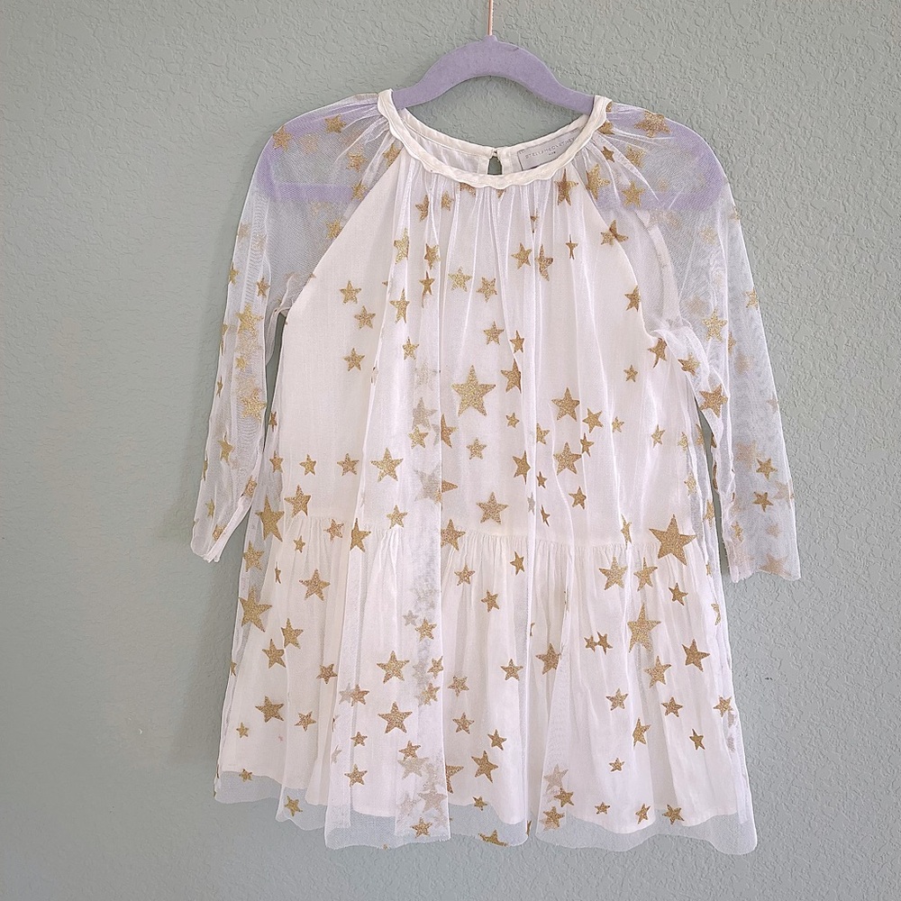 STELLA MCCARTNEY Girls Gold Star Cream Dress